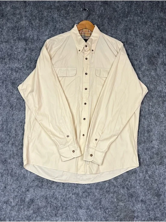 Burberry London cream button up shirt Size XL #luxury #menswear Made In USA - Picture 10 of 10